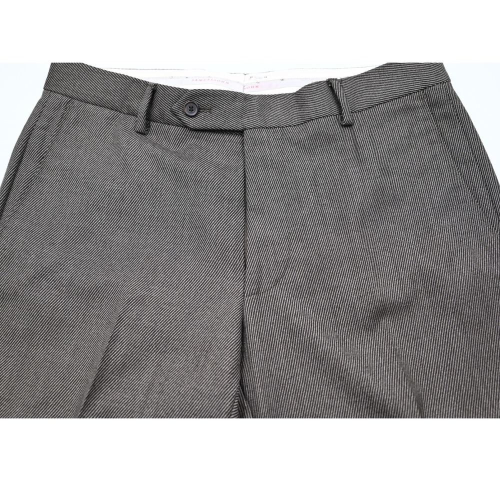 PRISTINE Samuelsohn Gray Super 110s Wool Flat Front Pants Trousers 34W 34x30